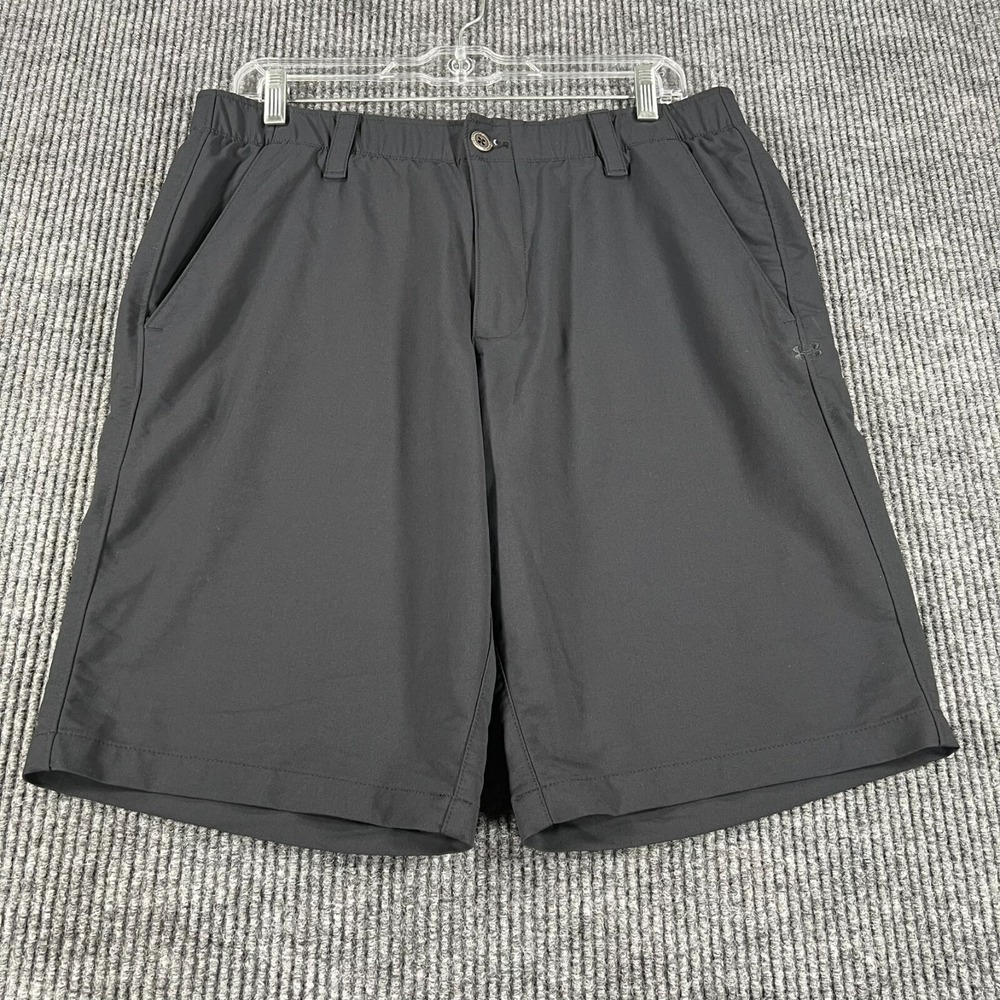 Under Armour Shorts Mens 34 Black Chino Golf Loose Fit Heat Gear Outdoor Casual